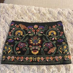 Zara Black Skirt with Multicolor Embroidery